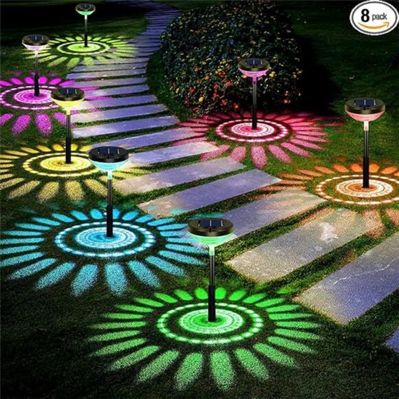 Bright Solar Pathway Lights 8 Pack, Color Changing + Warm White LED Path Lights - Picture 7 of 7